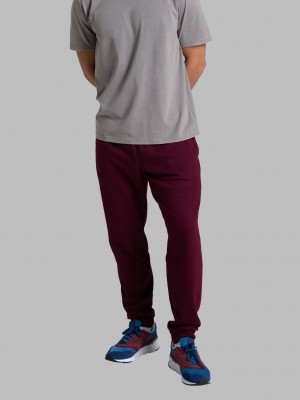 Men's Fruit Of The Loom Eversoft® Fleece Jogger Sweatpants Maroon | DQF824016