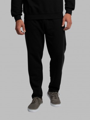 Men's Fruit Of The Loom Eversoft® Open Bottom Sweatpants Rich Black | OBH371586