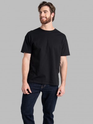 Men's Fruit Of The Loom Eversoft® Short Sleeve Crew, 2 Pack T Shirts Black Ink | FKX259741