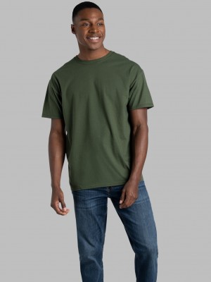 Men's Fruit Of The Loom Eversoft® Short Sleeve Crew, 2 Pack T Shirts Military Green | IBA352047