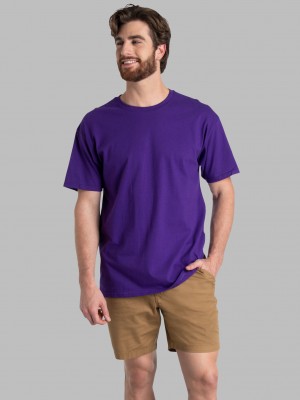 Men's Fruit Of The Loom Eversoft® Short Sleeve Crew, 2 Pack T Shirts Rocky Mt Purple | XKB142075