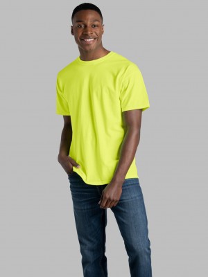 Men's Fruit Of The Loom Eversoft® Short Sleeve Crew, 2 Pack T Shirts Safety Green | XHU102358