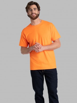 Men's Fruit Of The Loom Eversoft® Short Sleeve Crew, 2 Pack T Shirts Safety Orange | RET721483