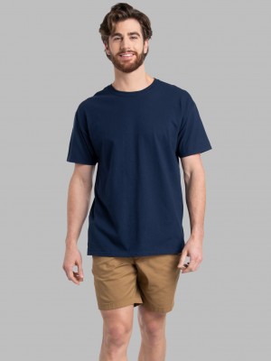 Men's Fruit Of The Loom Eversoft® Short Sleeve Crew, Extended Sizes 2 Pack T Shirts Jnavy | AWO492678