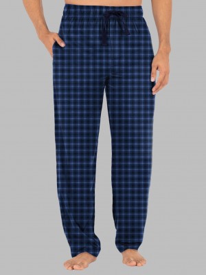 Men's Fruit Of The Loom Fleece Sleep Lounge Pant Sleep Pants Blue/Black/White | DHC137429