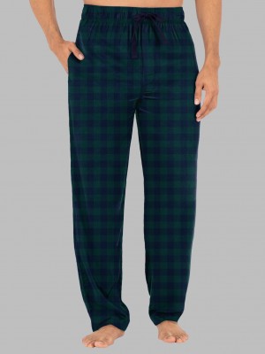 Men's Fruit Of The Loom Fleece Sleep Lounge Pant Sleep Pants Green/Black Buffalo | TFL063148