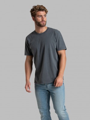 Men's Fruit Of The Loom Garment Dyed Crew T Shirts Charcoal | LNX725490