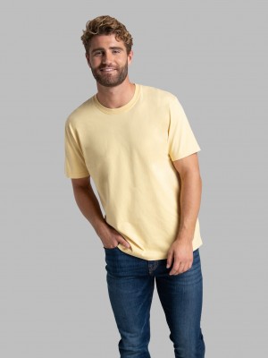 Men's Fruit Of The Loom Garment Dyed Crew T Shirts Cornfield | WKT153890