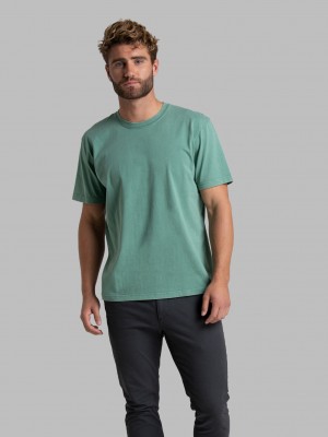 Men's Fruit Of The Loom Garment Dyed Crew T Shirts Envy | GPM695124