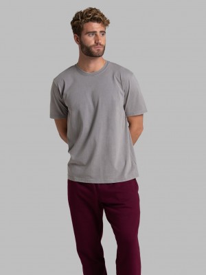 Men's Fruit Of The Loom Garment Dyed Crew T Shirts Rock | UML416598