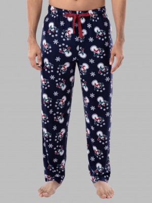 Men's Fruit Of The Loom Holiday Plaid Microfleece, 2 Pack Sleep Pants Snowman/Red | UVG514638