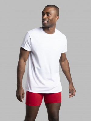 Men's Fruit Of The Loom Short Sleeve Active Cotton Crew, 8 Pack T Shirts White | WRE928710