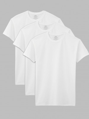 Men's Fruit Of The Loom Short Sleeve Crew, 3 Pack T Shirts White Assorted | KHP319750