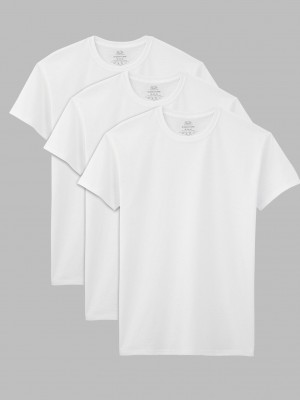 Men's Fruit Of The Loom Short Sleeve Crew, 3 Pack T Shirts White | CBI234509