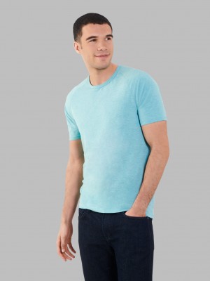 Men's Fruit Of The Loom Short Sleeve EverLight™ Raglan, 2 Pack T Shirts Icy Aqua | ERP728154