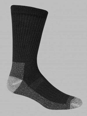 Men's Fruit Of The Loom Workgear™ Crew, 6 Pack Socks Black | OQZ519748