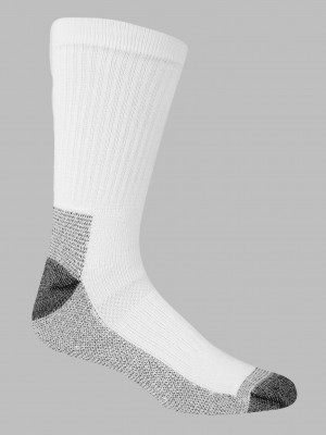 Men's Fruit Of The Loom Workgear™ Crew, 6 Pack Socks White | CNY547396