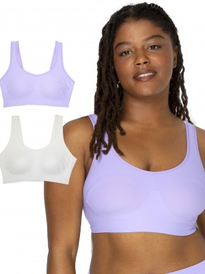 Women's Fruit Of The Loom Built Up Seamless Bra, 2 Pack Seamless Bra Lilac Whisper/White | YWN130942