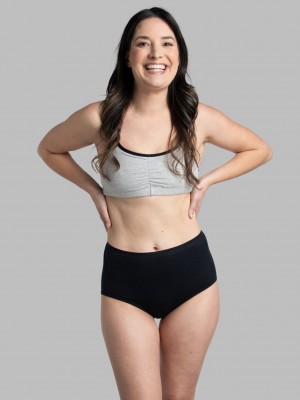 Women's Fruit Of The Loom Cotton, 6 Pack Briefs Black | XCQ067289