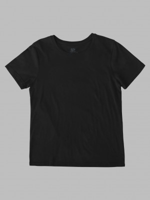 Women's Fruit Of The Loom Crafted Comfort Artisan Tee™ Crew T Shirts Black Ink | TPZ609214