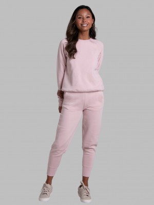 Women's Fruit Of The Loom Crafted Comfort Favorite Fleece Pant Sweatpants Blushing Rose | FRD743528