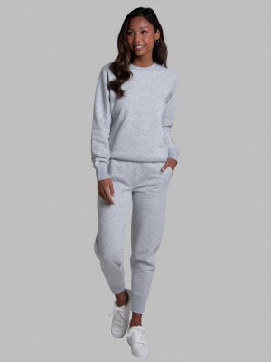 Women's Fruit Of The Loom Crafted Comfort Favorite Fleece Pant Sweatpants Light Grey | PWB709641