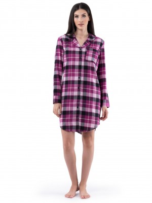 Women's Fruit Of The Loom Flannel Sleepwear Purple | KNQ082953