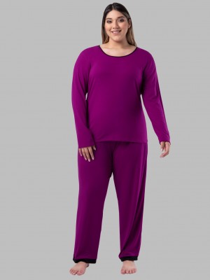 Women's Fruit Of The Loom Plus Fit for Me® Soft Breathable Crew Neck Long Sleeve Shirt Pant, 2 Piece Set Pajamas Senberry | AJG426078