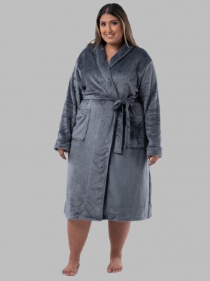 Women's Fruit Of The Loom Plus Fleece Robe Sleepwear Monument | YES902853