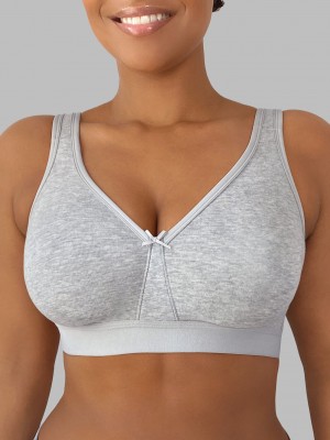 Women's Fruit Of The Loom Plus Size Beyond Soft Wireless Cotton Bra Wirefree Bra Wire Grey | EJU792108