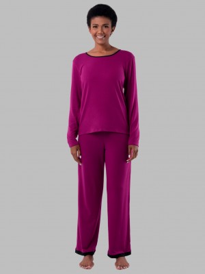 Women's Fruit Of The Loom Soft Breathable Crew Neck Long Sleeve Shirt Pant, 2-Piece Set Pajamas Senberry | FLG384296