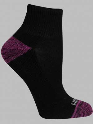 Women's Fruit Of The Loom Sport Ankle Cush, 10 Pack Socks Black Assorted | SQV850472