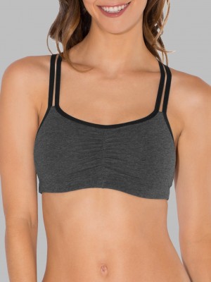 Women's Fruit Of The Loom Strappy Sports Bra, 3 Pack Sports Bra Blushing Rose With Black/Charcoal/Black | OIX748201