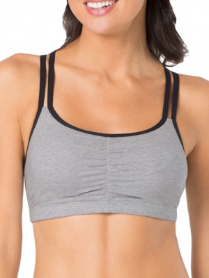 Women's Fruit Of The Loom Strappy Sports Bra, 3 Pack Sports Bra Grey With Black/White/Black | JVG154062