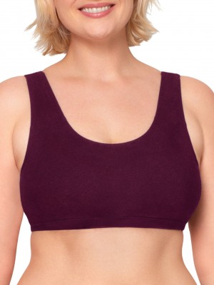 Women's Fruit Of The Loom Tank Style Sports Bra, 6 Pack Sports Bra Black/Grey/Olive/Purple Velvet/Lilac/Dusk | ZXR712846