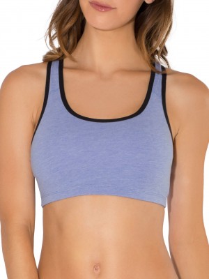 Women's Fruit Of The Loom Tank Style Sports Bra, 3 Pack Sports Bra Blue Gem With Black/White/Black | HAZ029583