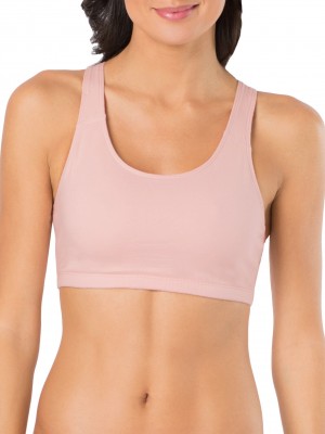 Women's Fruit Of The Loom Tank Style Sports Bra, 3 Pack Sports Bra Blushing Rose/White/Grey | LEW974126