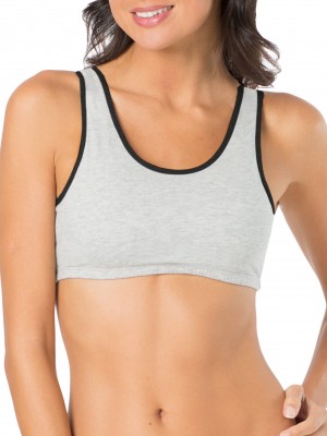 Women's Fruit Of The Loom Tank Style Sports Bra, 3 Pack Sports Bra Grey W/Black/White/Black | DJP708345