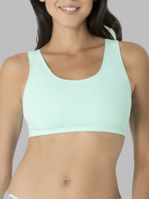 Women's Fruit Of The Loom Tank Style Sports Bra, 3 Pack Sports Bra Mint Chip/White/Grey | IVE768012