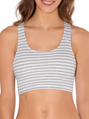 Women's Fruit Of The Loom Tank Style Sports Bra, 3 Pack Sports Bra Skinny Stripe/White/Grey | IJD453012