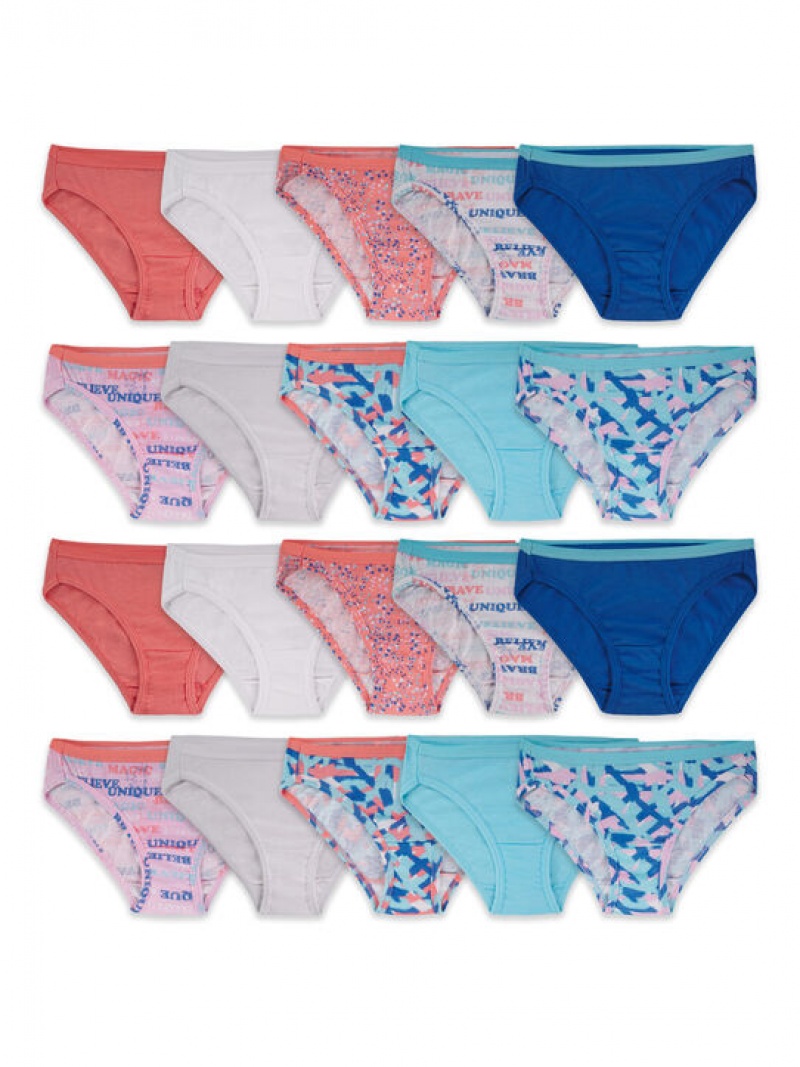 Girls\' Fruit Of The Loom Eversoft®, 20 Pack Bikini Assorted | JUA794168