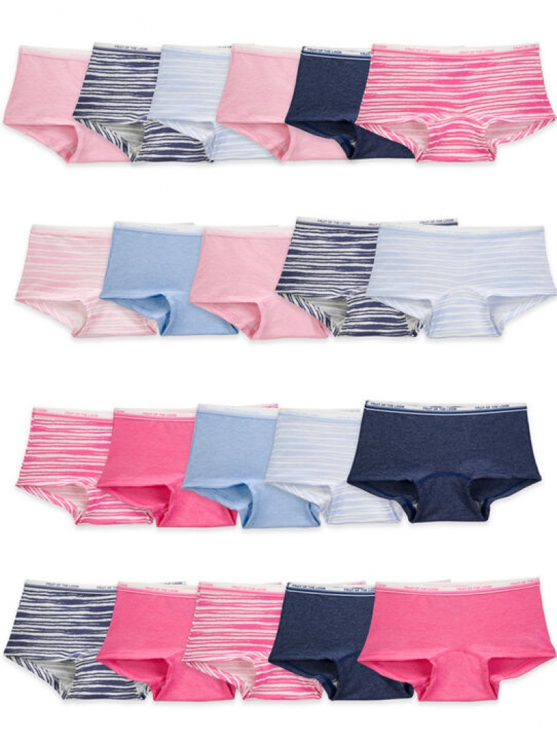 Girls\' Fruit Of The Loom Heather Boy Short, 20 Pack Underwear Assorted | RBQ295136