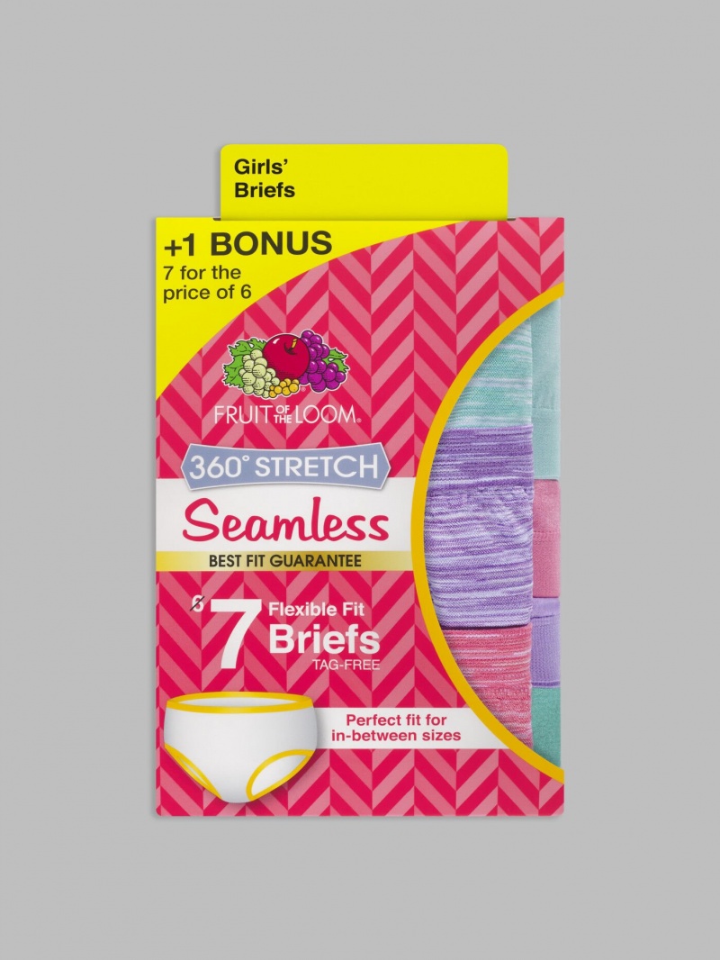 Girls' Fruit Of The Loom Seamles, 6+1 Bonus Pack Briefs Assorted | NGK264301