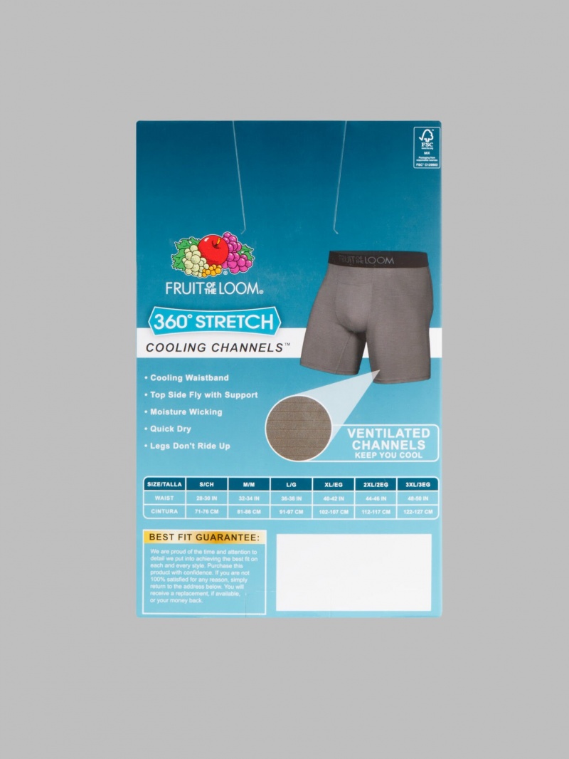 Men's Fruit Of The Loom 360 Stretch Cooling Channel, Extended Sizes 6 Pack Boxer Briefs Assorted | KOR965287