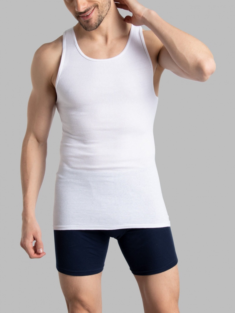 Men's Fruit Of The Loom A-Shirt, Extended Sizes 6 Pack Tank Top White | TSA496180