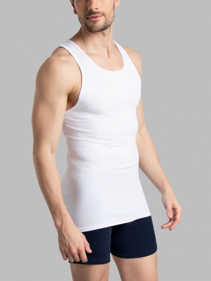 Men's Fruit Of The Loom A-Shirt, Extended Sizes 6 Pack Tank Top White | TSA496180