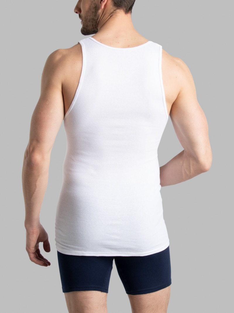 Men's Fruit Of The Loom A-Shirt, Extended Sizes 6 Pack Tank Top White | TSA496180