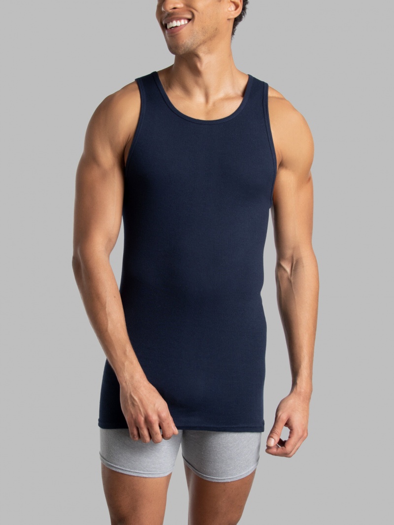 Men's Fruit Of The Loom A-Shirt, Extended Sizes 6 Pack Tank Top Assorted | TQV509426