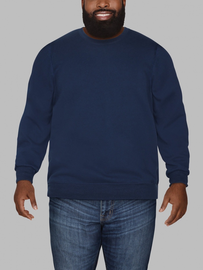 Men's Fruit Of The Loom Big Eversoft® Fleece Crew Sweatshirt Blue Cove | QZV054128