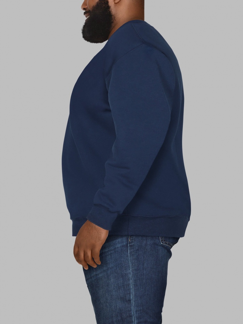 Men's Fruit Of The Loom Big Eversoft® Fleece Crew Sweatshirt Blue Cove | QZV054128